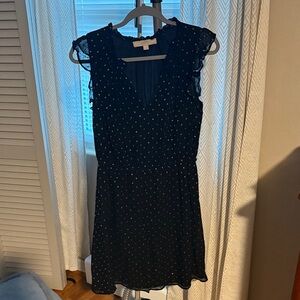 LOFT black and gold Polka Dot Mini Dress